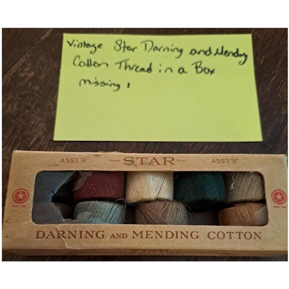 Vtg/Old STAR Darning and Mending Cotton Thread in Box 1 Missing - Picture 1 of 4